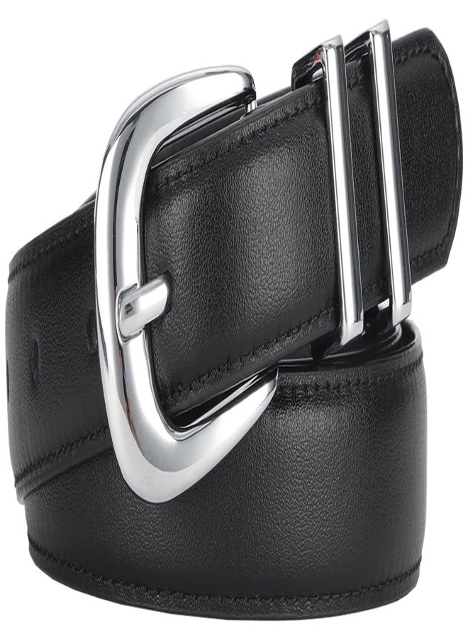 ALAIX Women's Leather Belt for Jeans Pants Dress Black Leather Belt with Gold/Silver Buckle Fashion Jeans Belts for Women - Image 1